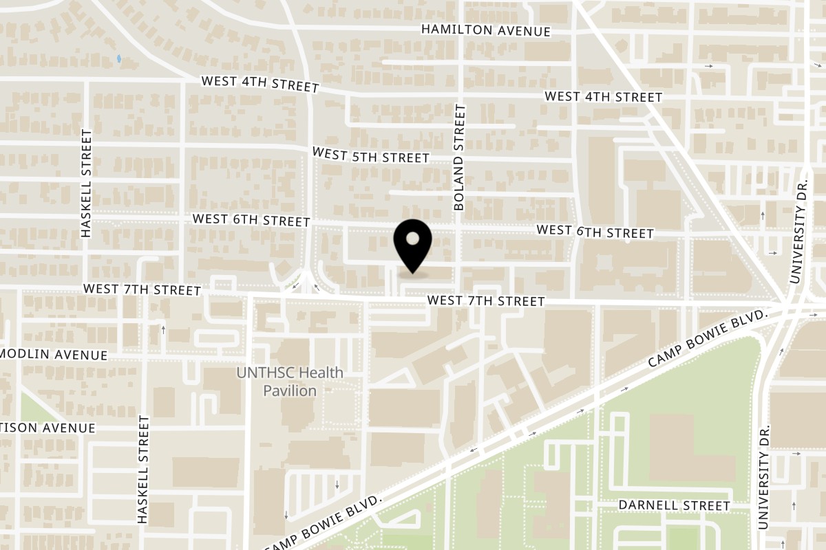 Map showing the location of Milano's Ristorante on 3416 W 7th St in Fort Worth